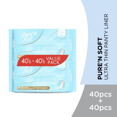 PURE'N SOFT Ultra Thin Pantyliner Uncented 15cm 2x40s image