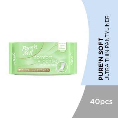 PURE'N SOFT Ultra Thin Pantyliner Green Tea Scented 15cm 40s image