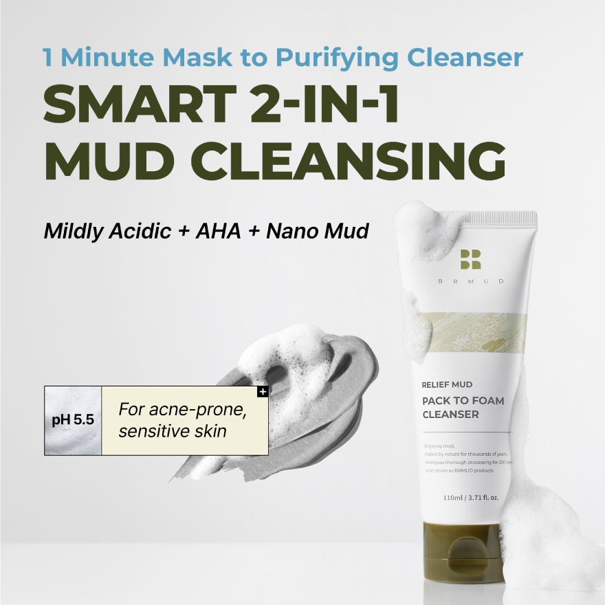 Relief Mud Pack To Foam Cleanser 110ml