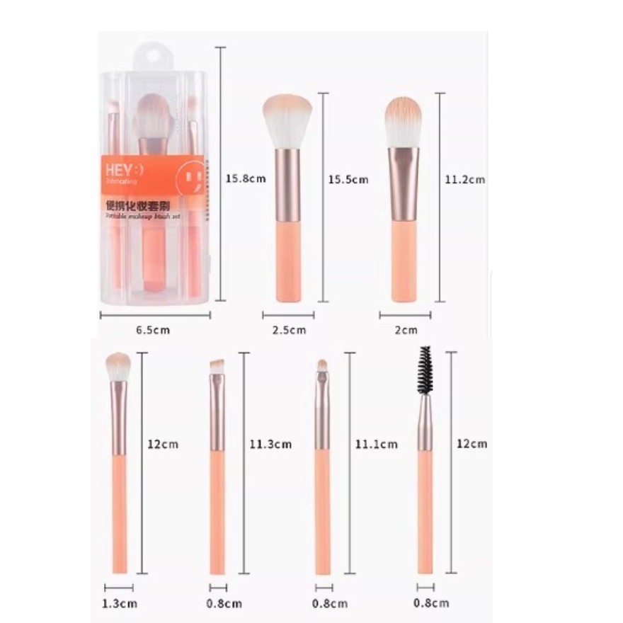 Portable Makeup Brush Set (6 Pcs)
