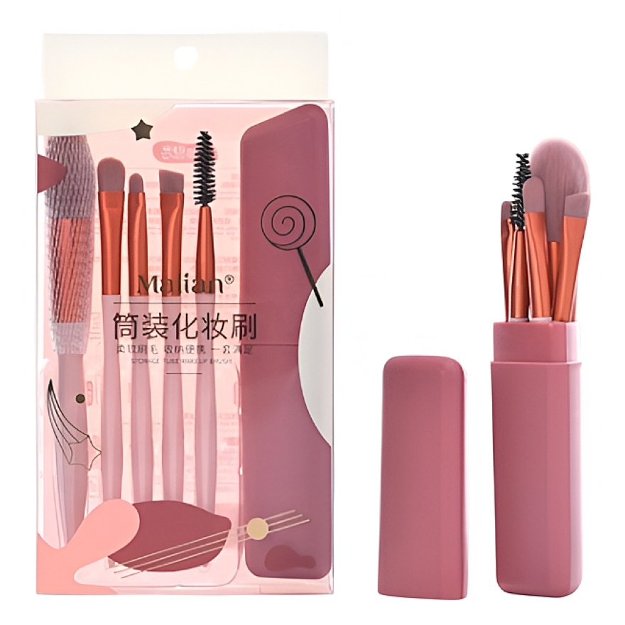 Storage Tube Makle Up Brush 5 pcs - Red image
