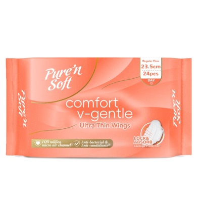 PURE'N SOFT - Comfort V-Gentle Ultra-Thin Wings Napkin 23cm 24s