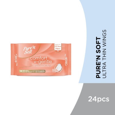 PURE'N SOFT Comfort V Gentle Ultra Thin Wings Napkin 23cm 24s image