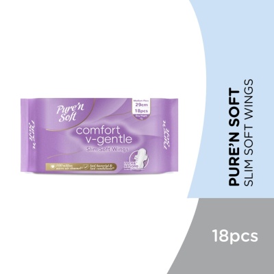 PURE'N SOFT Comfort V Gentle Slim Wings Napkin 29cm 18s image