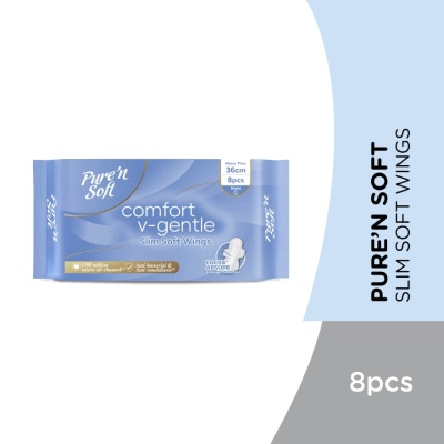 PURE'N SOFT Comfort V Gentle Slim Wings Napkin 35cm 8s image