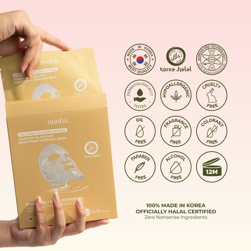 Pro PDRN Collagen-Peptide Advanced Glass Skin Brightening Hydrogel Mask 4s