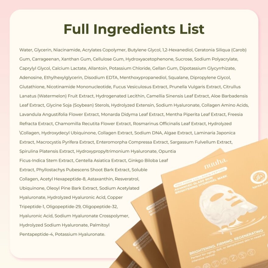 Pro PDRN Collagen-Peptide Advanced Glass Skin Brightening Hydrogel Mask 1s