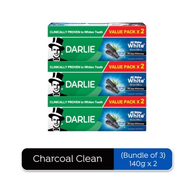 DARLIE - Toothpaste All Shiny White Charcoal Clean 2x140g X3