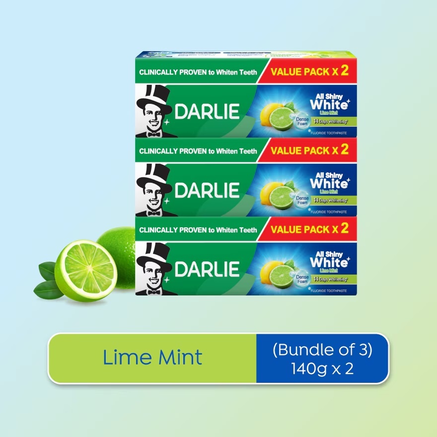 Toothpaste All Shiny White Lime Mint 2X140g X3