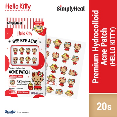 SIMPLYHEAL - Toasty Hello Kitty Day & Night Premium Hydrocolloid Acne Patch 20s