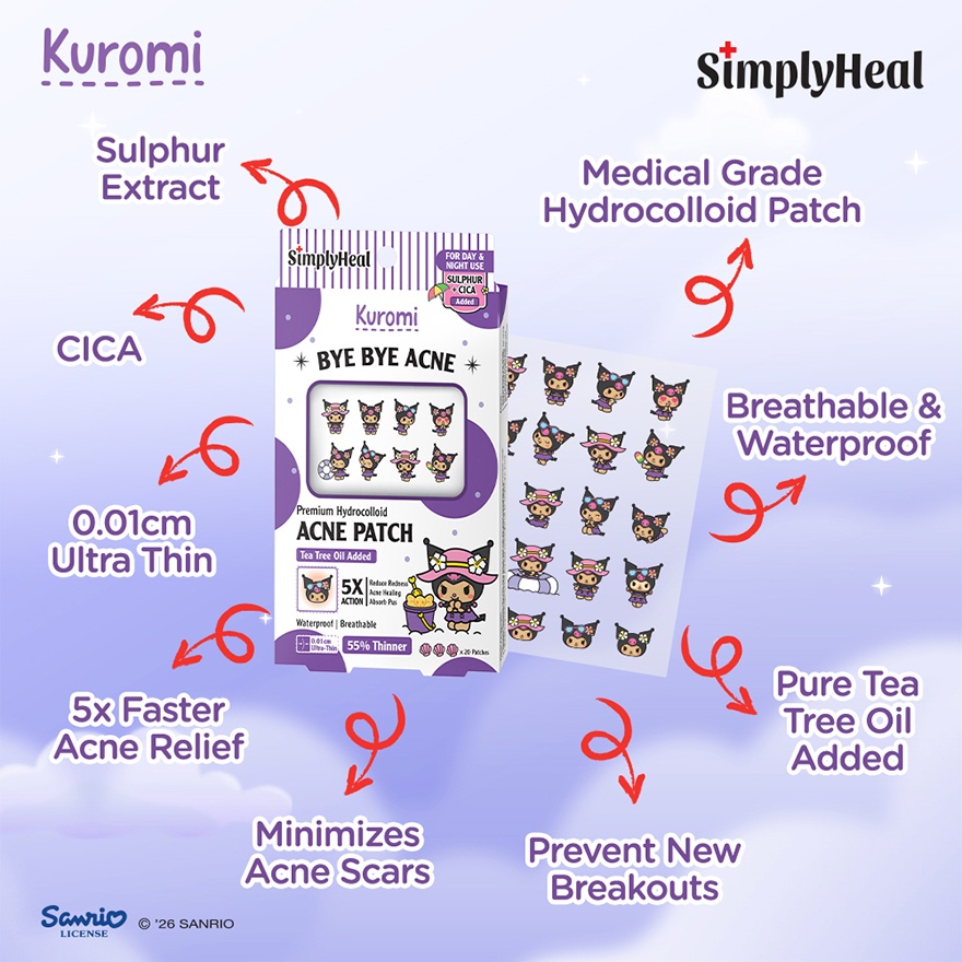 Toasty Kuromi Day & Night Premium Hydrocolloid Acne Patch 20s