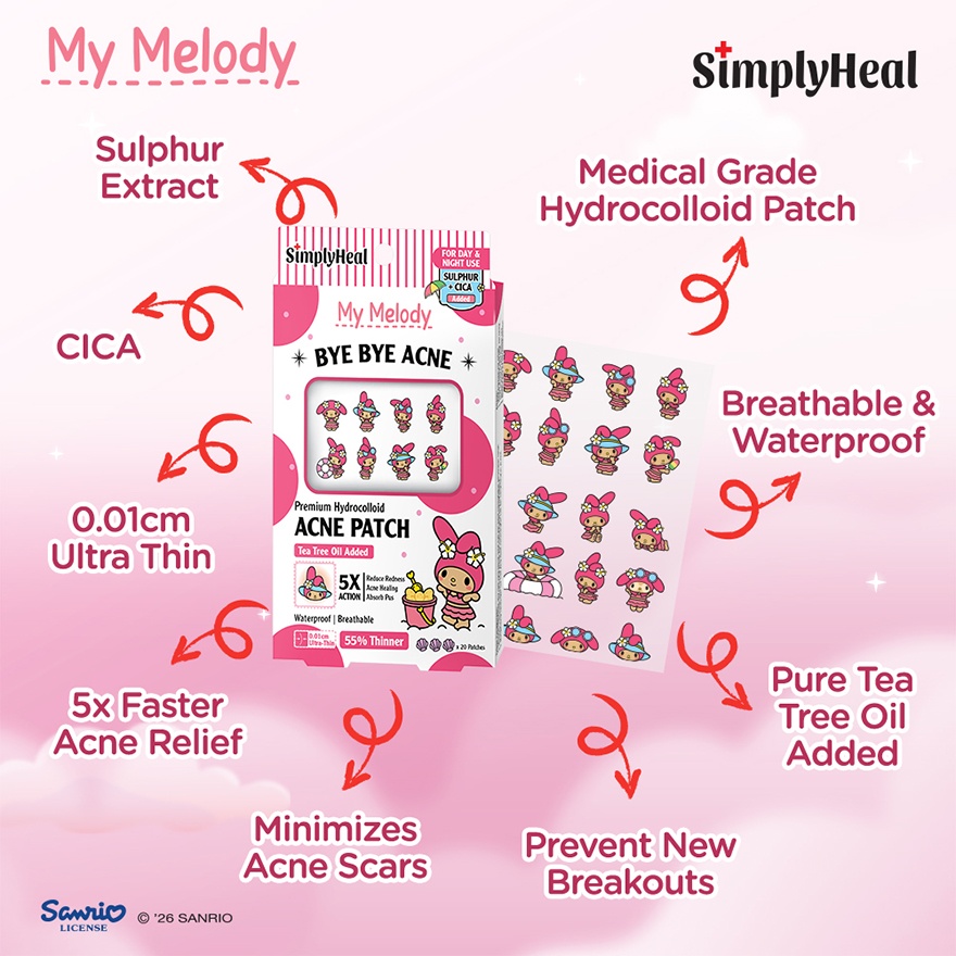 Toasty My Melody Day & Night Premium Hydrocolloid Acne Patch 20s
