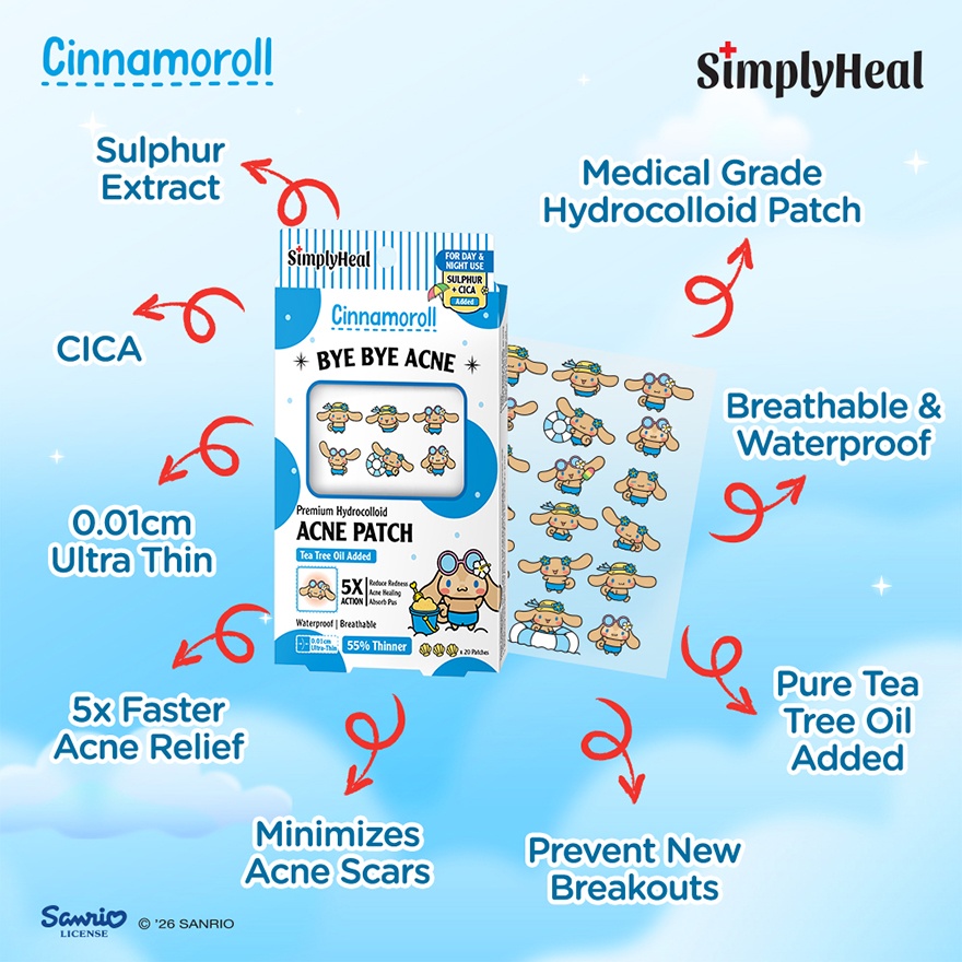 Toasty Cinnamoroll Day & Night Premium Hydrocolloid Acne Patch 20s