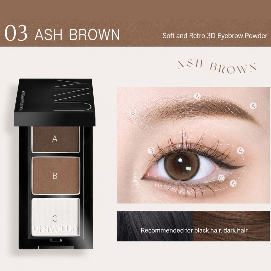 Natural Long Lasting Eyebrow Powder - 03 Ash Brown