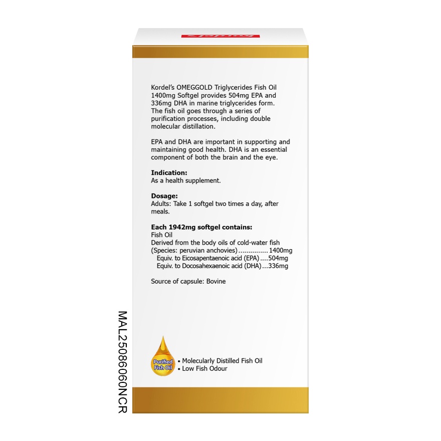 Omeggold Triglycerides Fish Oil 1400mg 30s image