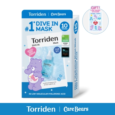 TORRIDEN - [CARE BEARS] Dive In Low Molecular Hyaluronic Acid Mask 10s