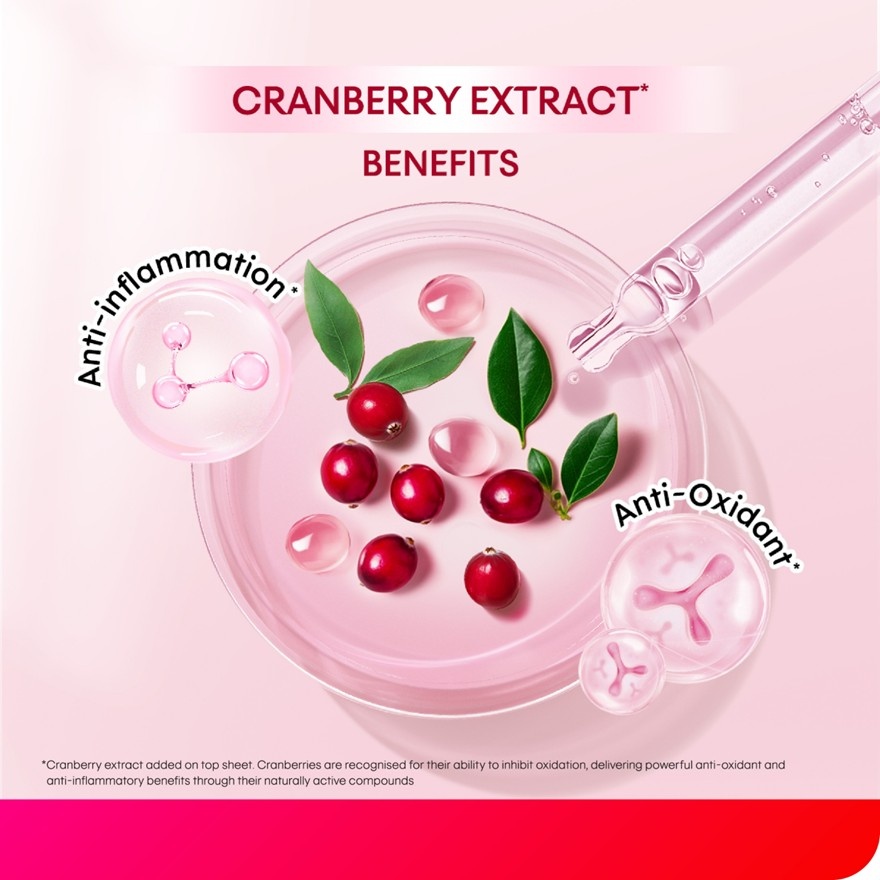 Cranberry Ultrathin Day Sanitary Pad Wing 28cm 2 x 6's Antioxidant & Anti inflammation image