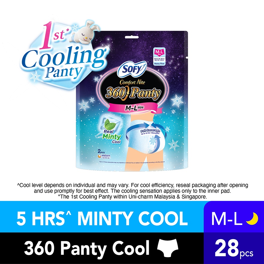 Comfort Nite 360 Panty Cool M-L 2s x 3 + Silcot Facial Cotton Uru Uru Puff Pads 40's