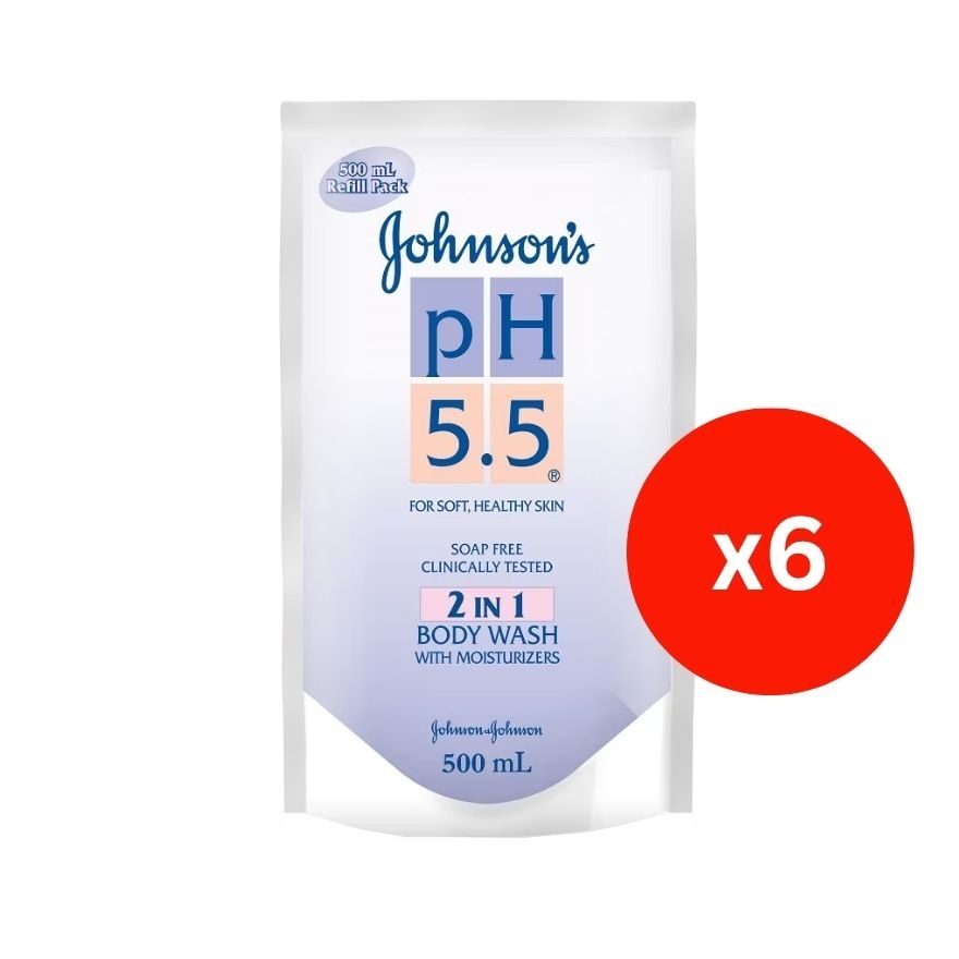 pH 5.5 2 In 1 Body Wash Refill 500ml (6 Packs)