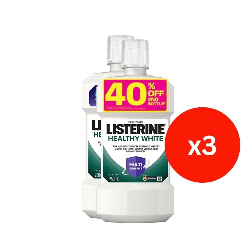 Mouthwash Healthy White 750ml Twin Pack x3