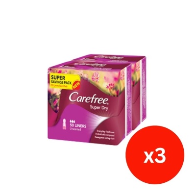 CAREFREE - Super Dry Unscented Liners 2 x 50's (3 packs)