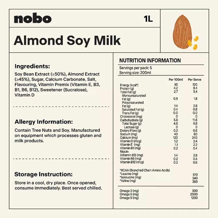 Almond Soy Milk 1L