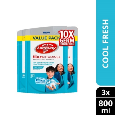 LIFEBUOY - Bodywash Cool Fresh Refill 800ml X3