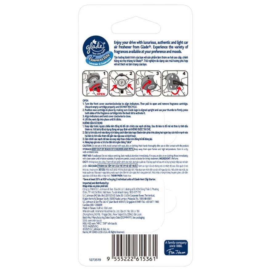 Vent Clip Refill Lavender & Cedarwood 2ml x2 image