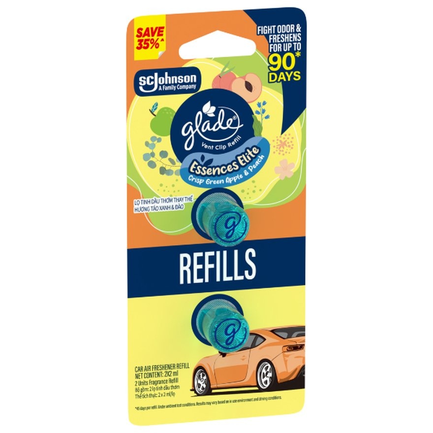Vent Clip Refill Crisp Green Apple & Peach 2ml x2 image