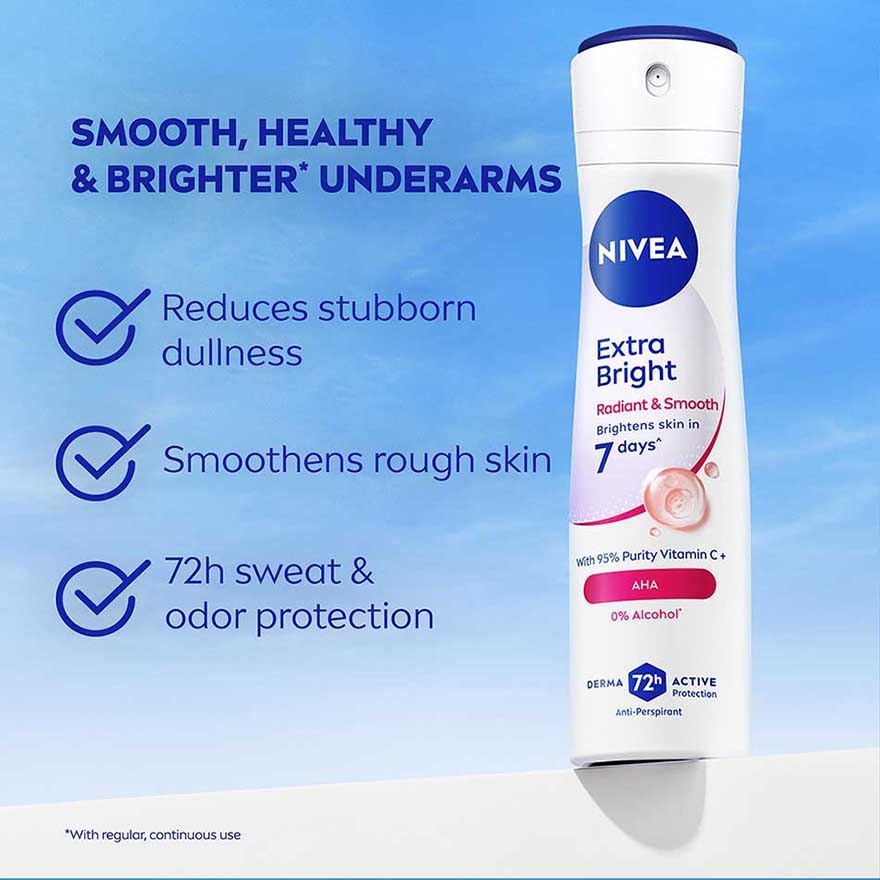 Extra Bright 10 Super Vitamins & Skin Foods Serum Lotion 300ml & Deodorant Extra Bright Spray 150ml