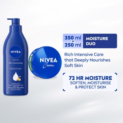 NIVEA - Face & Body Care Creme 250ml & Rich Nourishing Body Milk 350ml image