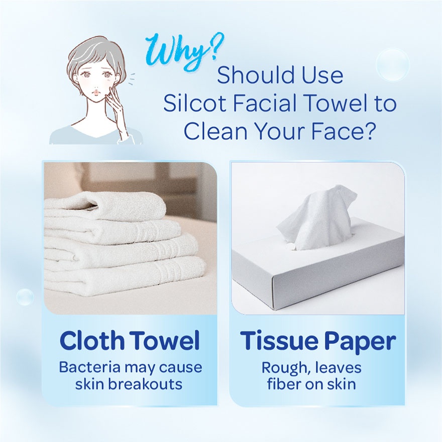 Silcot Disposable Cotton Facial Towel 45s (Gentle to Skin)