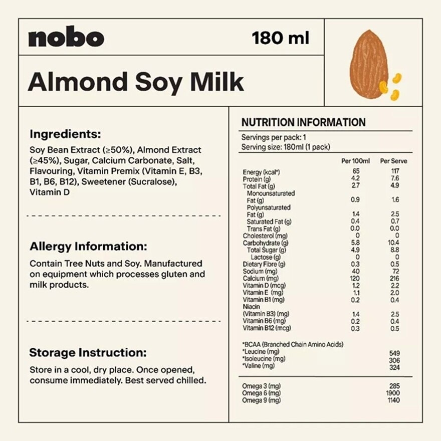 Almond Soy Milk (3s x 180ml)