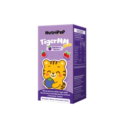 NUTRIPOP - TigerMM Kids Mixed Berries With Tiger Milk Mushroom and Elderberry Extract Chewable Tablet 30s