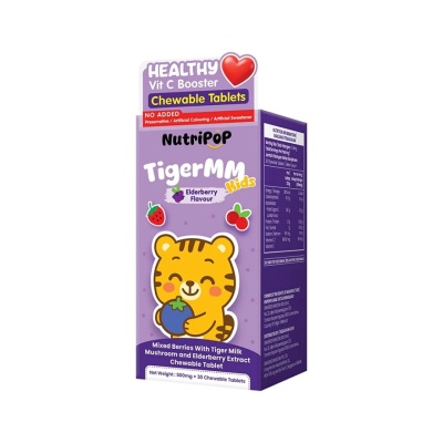 NUTRIPOP TigerMM Kids Mixed Berries With Tiger Milk Mushroom and Elderberry Extract Chewable Tablet 30s image