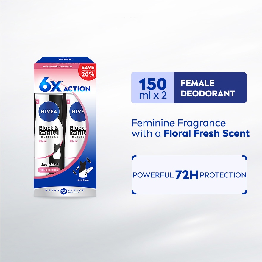 Black & White Clear Spray 2x150ml