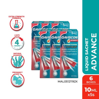 GAVISCON - Heartburn & Indigestion Relief Advance Sachet 4 x 10ml x 6