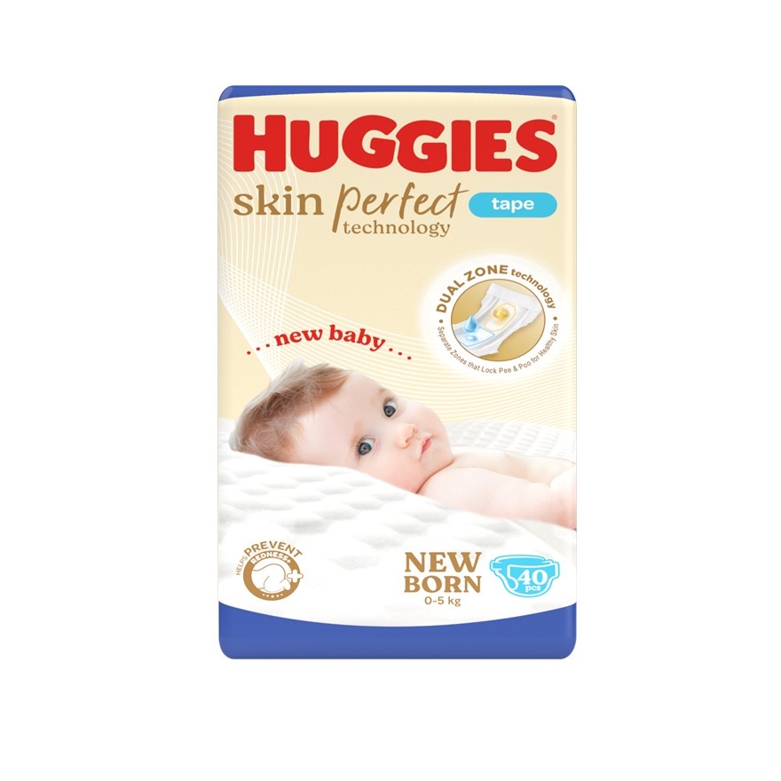 Skin Perfect Tape Diapers NB 40s - Dual Zone Technology For Healthy Skin