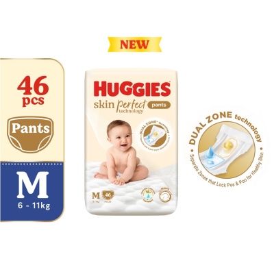 HUGGIES - Skin Perfect Pants Diaper M 46s - Dual Zone Technology For Healthy Skin