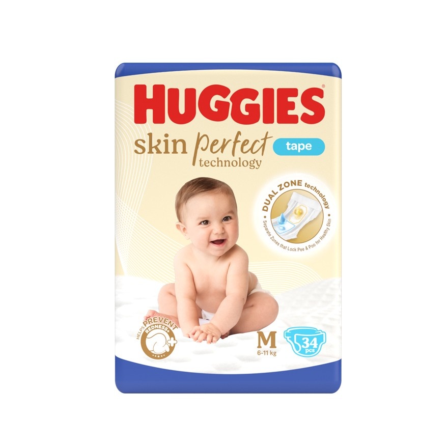 Skin Perfect Tape Diapers M 34s (4 Packs) - Dual Zone Technology For Healthy Skin image