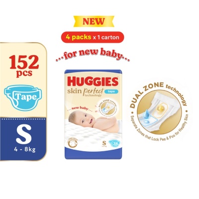HUGGIES - Skin Perfect Tape Diapers S 38s (4 Packs) - Dual Zone Technology For Healthy Skin