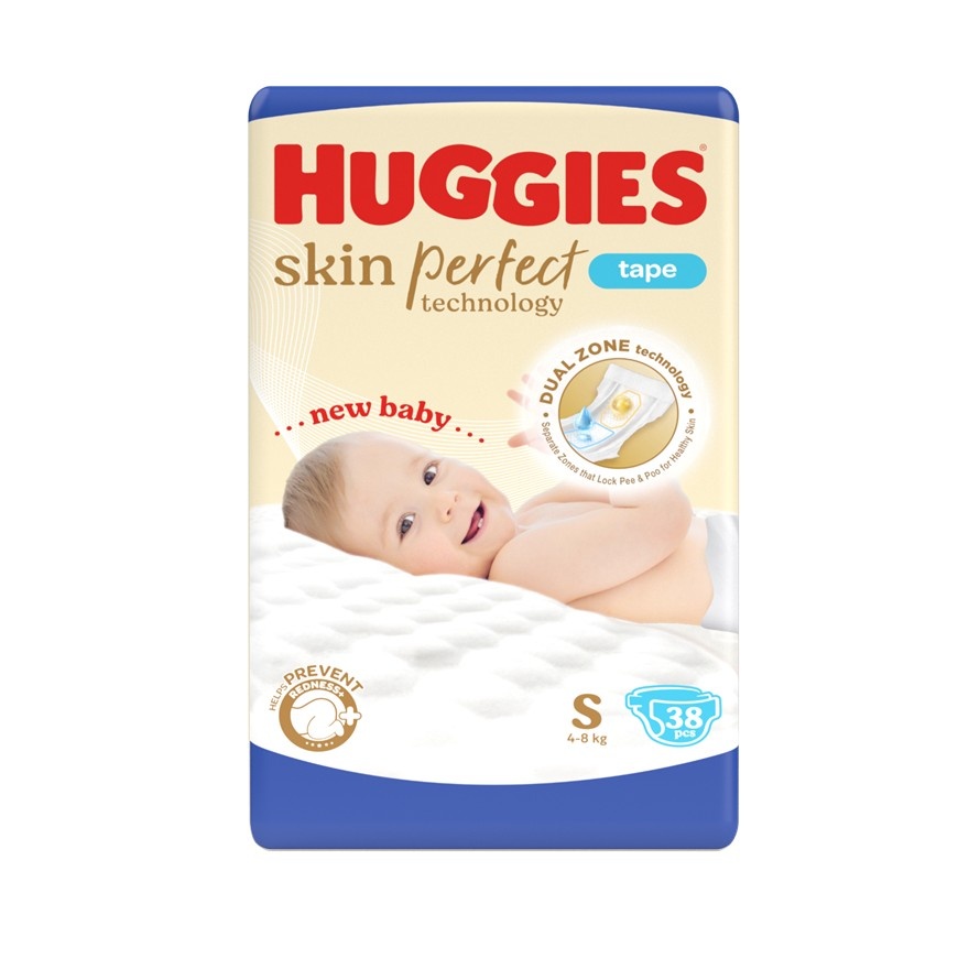 Skin Perfect Tape Diapers S 38s (4 Packs) - Dual Zone Technology For Healthy Skin