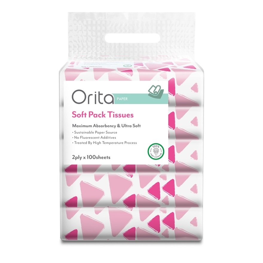 Soft Pack Tissue 2ply x 100sheets x 5packs