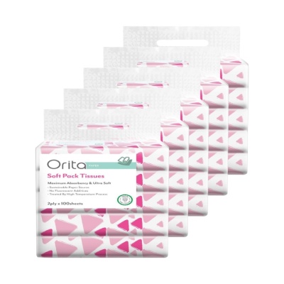 ORITA - Soft Pack Tissue 2ply x 100sheets x 5packs