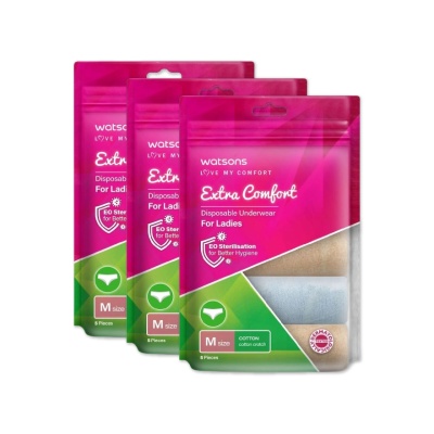 WATSONS - Extra Comfort Disposable Underwear Cotton Ladies M 5s x 3 pack