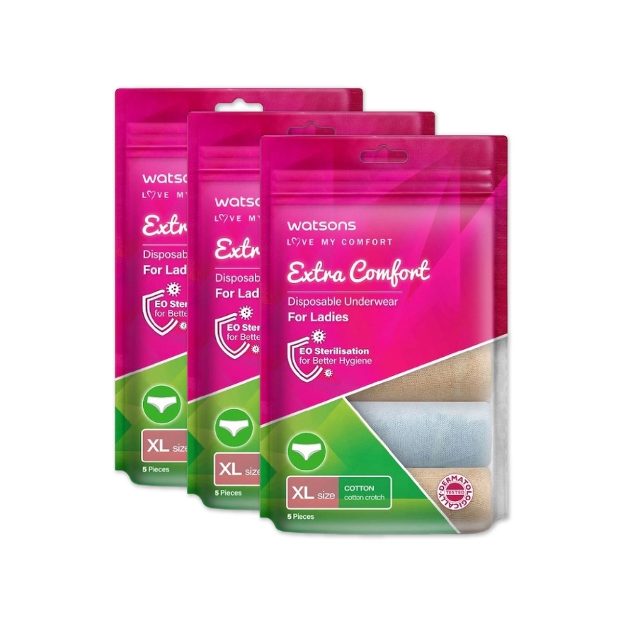 Extra Comfort Disposable Underwear Cotton Ladies XL 5s x 3 pack