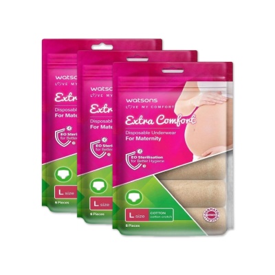 WATSONS - Extra Comfort Disposable Underwear Cotton Maternity L 5s x 3 pack