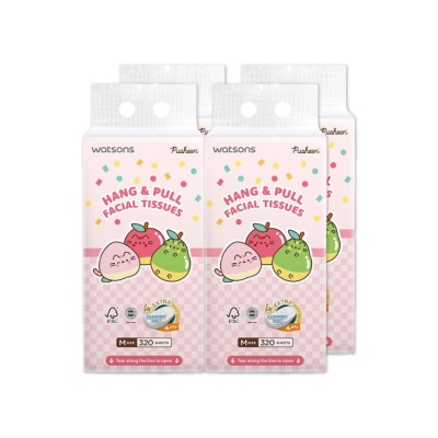 WATSONS - Pusheen Velvet Hang & Pull Facial Tissue 4ply x 320sheets x 1s x 4 pack