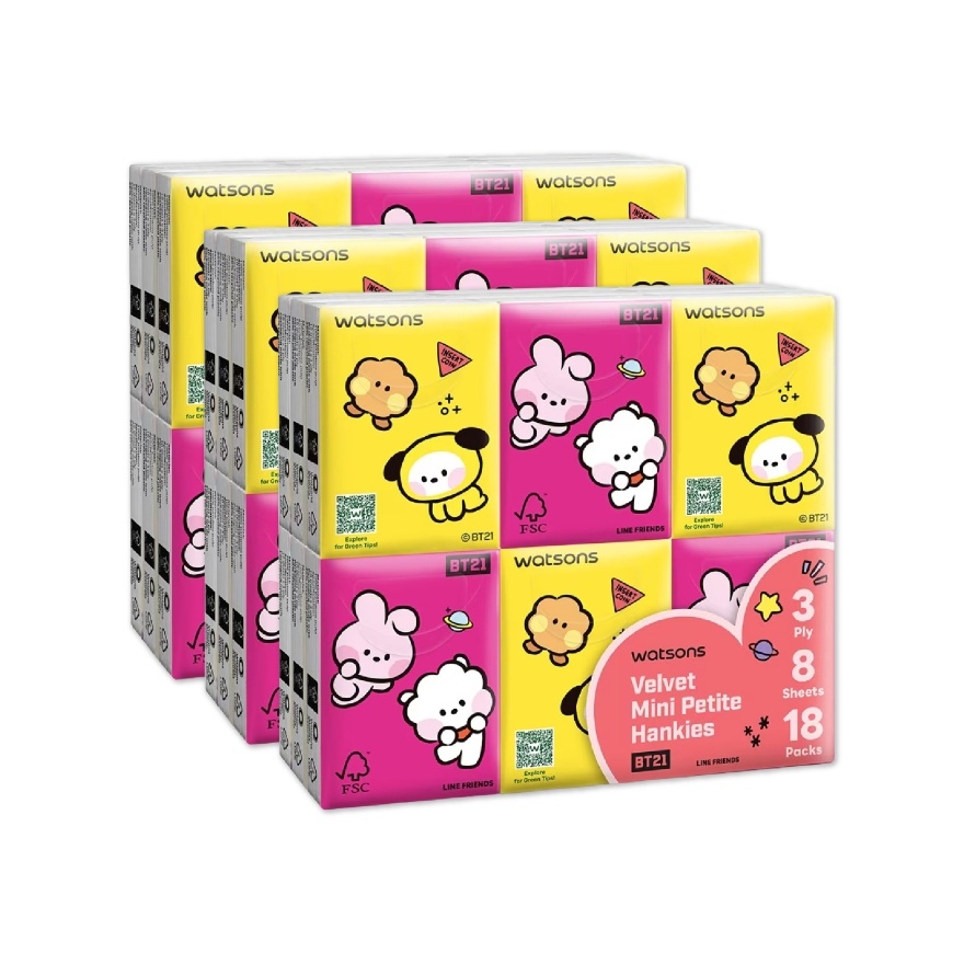 BT21 Petite Hankies 8sheets x 18s x 3 pack