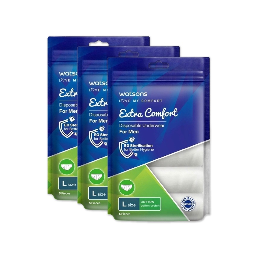 Extra Comfort Disposable Underwear Cotton Men L 5s x 3 pack